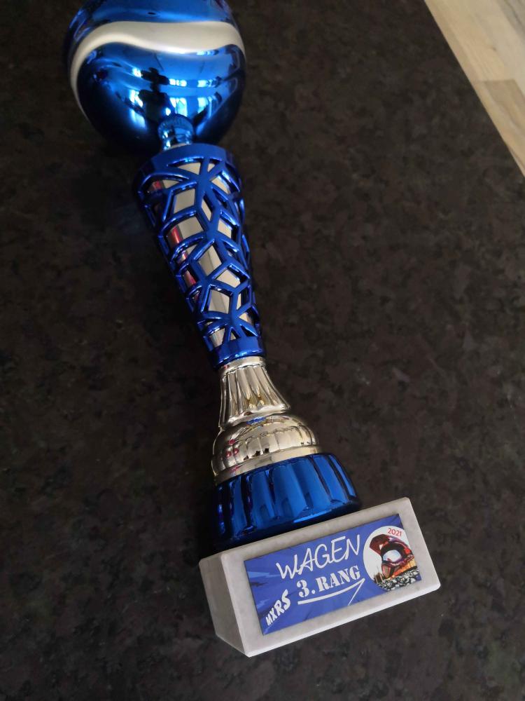 trophée argent bleu